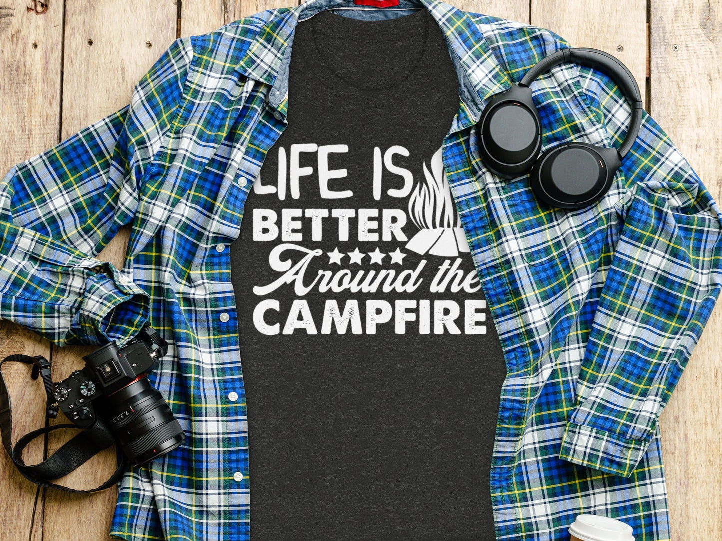 Life Is Better Around The Campfire Graphic Print T-Shirt