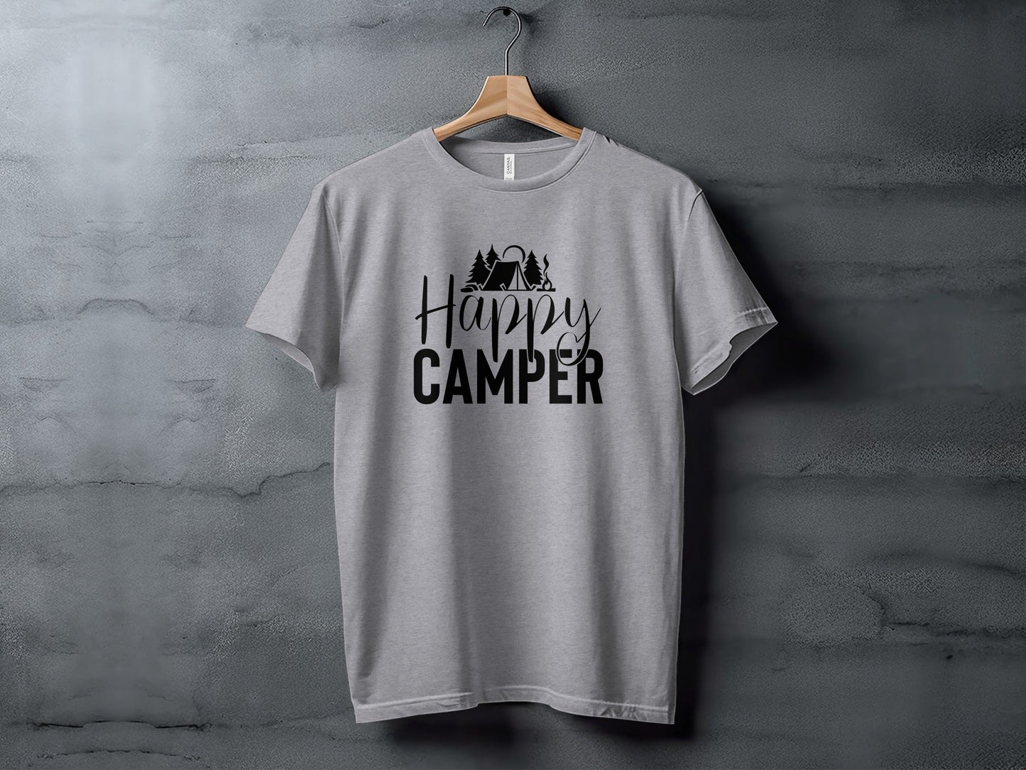 Happy Camper with Trees and Tent Adventure Nature T-Shirt