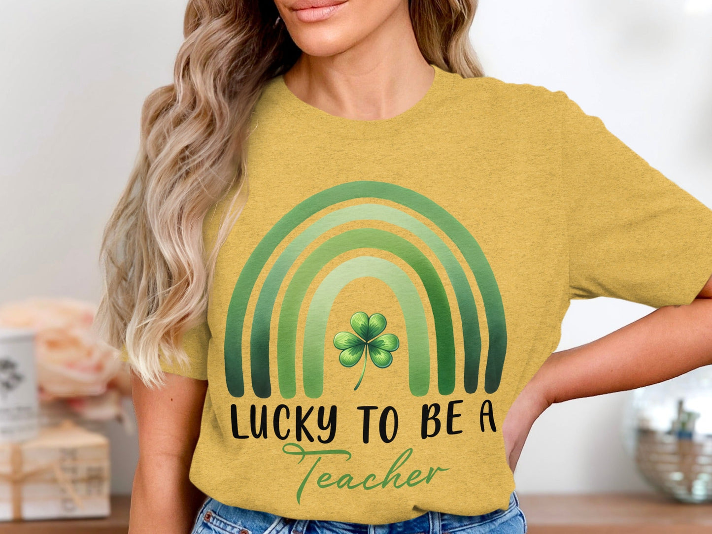 Lucky To Be A Teacher Rainbow St Patricks Day T-Shirt
