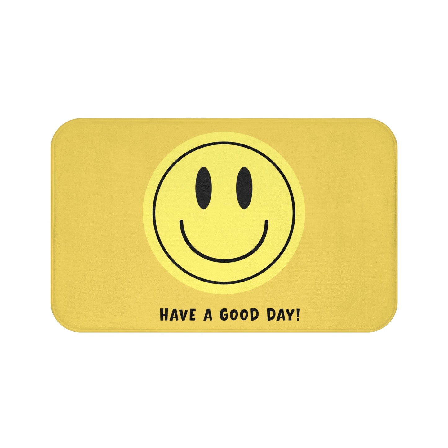 Smiley Face Bath Mat - "Have a Good Day!" YELLOW Kid's Bathroom Rug