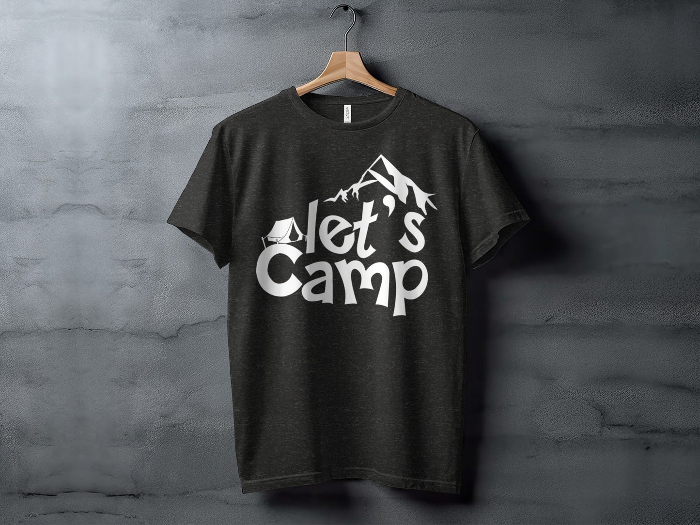 Lets Camp Tent With Mountain T-Shirt