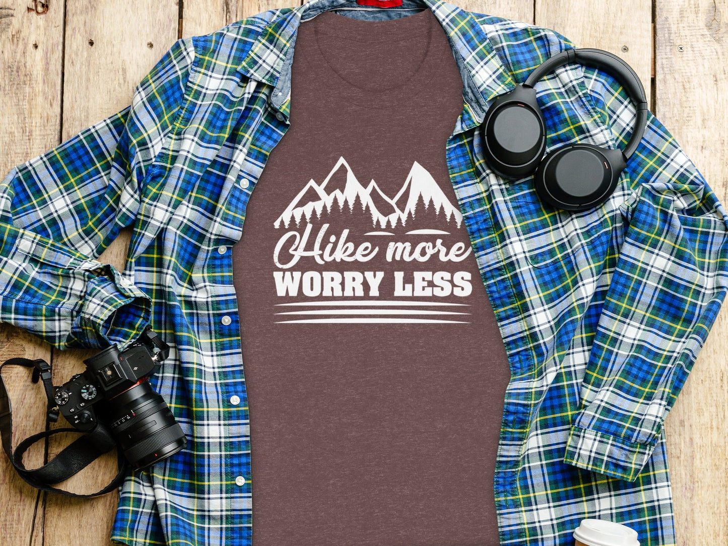 Hike More Worry Less Mountain Graphic Adventure T-Shirt