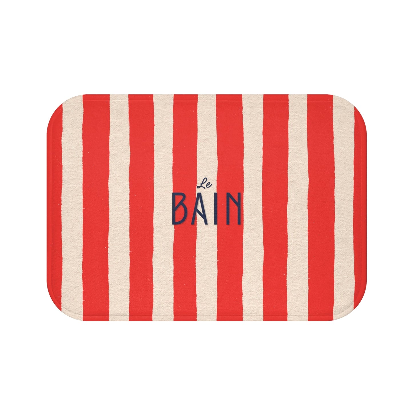Le Bain  Red Striped Bath Mat — French Bathroom Accent Rug