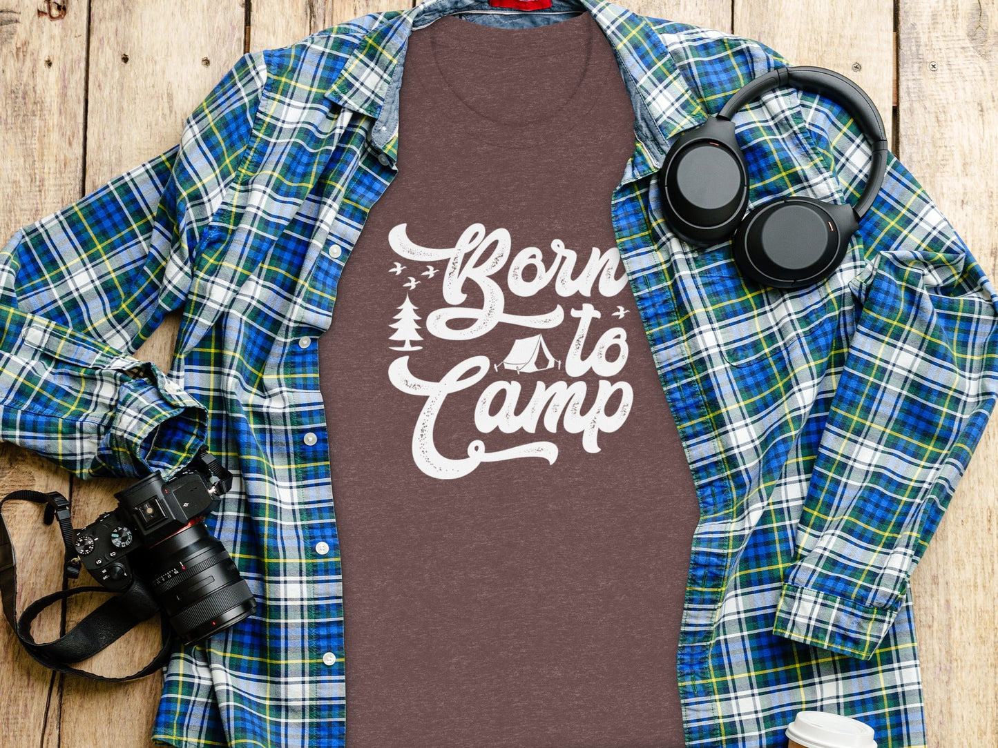 Born To Camp Vacation Hiking Nature Outdoors Fun T-Shirt