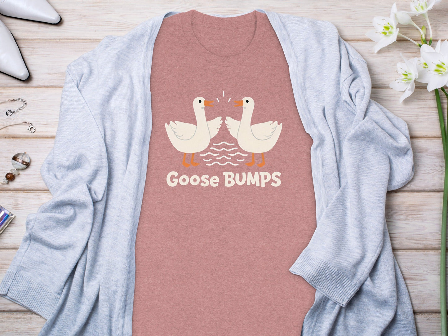 Goose BUMPS Funny Animal Cartoon Design Graphic T-Shirt