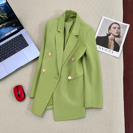Women's Straight-Cut Blazer – Slim Fit Long Sleeve Suit Jacket