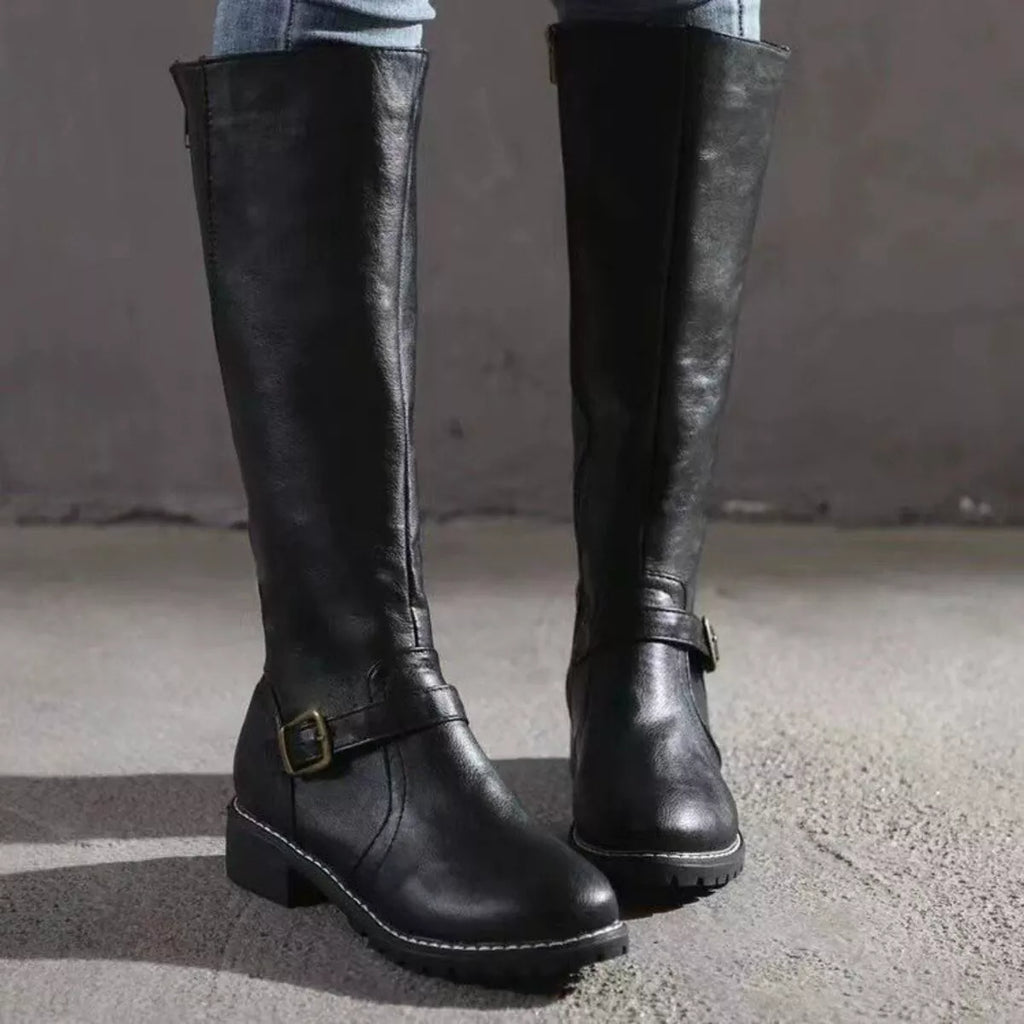 Round Toe Block Heels Boots