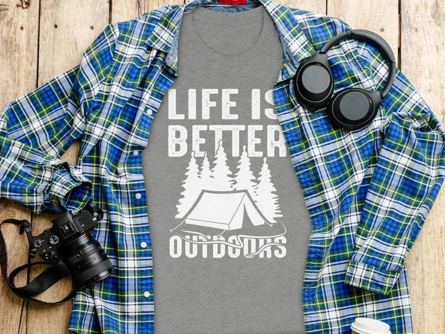 Life Is Better Outdoors Camping Tent Graphic Novelty T-Shirt