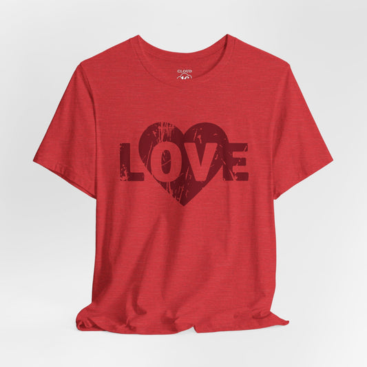 Love T-Shirt - Vintage Distressed Heart Graphic Tee - Romantic Couples Shirt