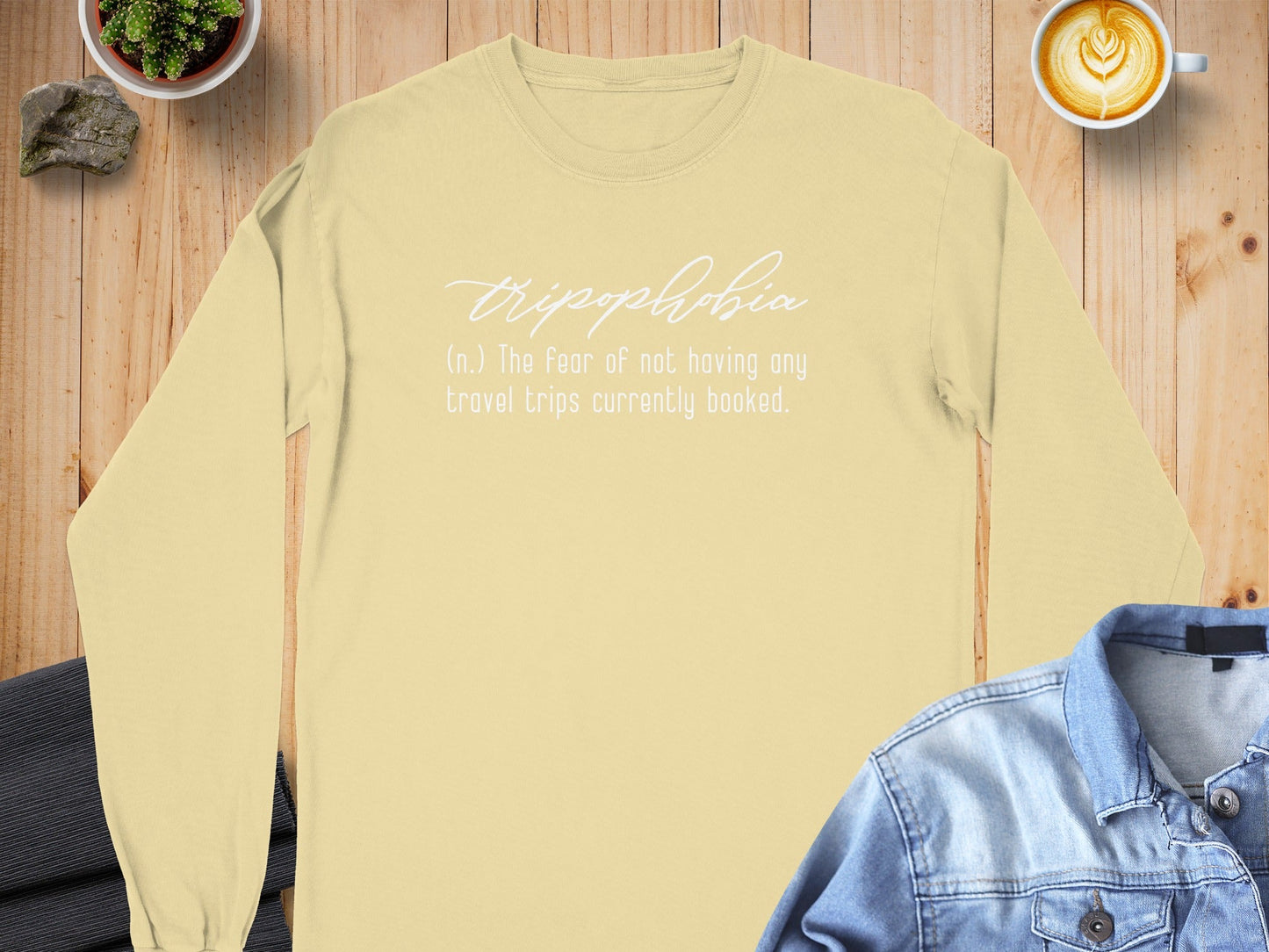 Tripophobia Definition Funny Travel Phrase Long Sleeve T-Shirt