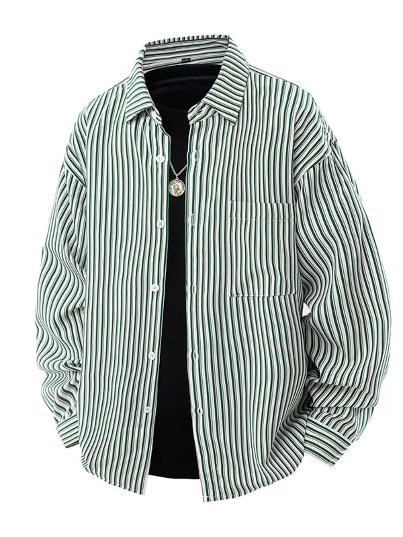 Men's Plus Size Striped Casual Long Sleeve Shirt