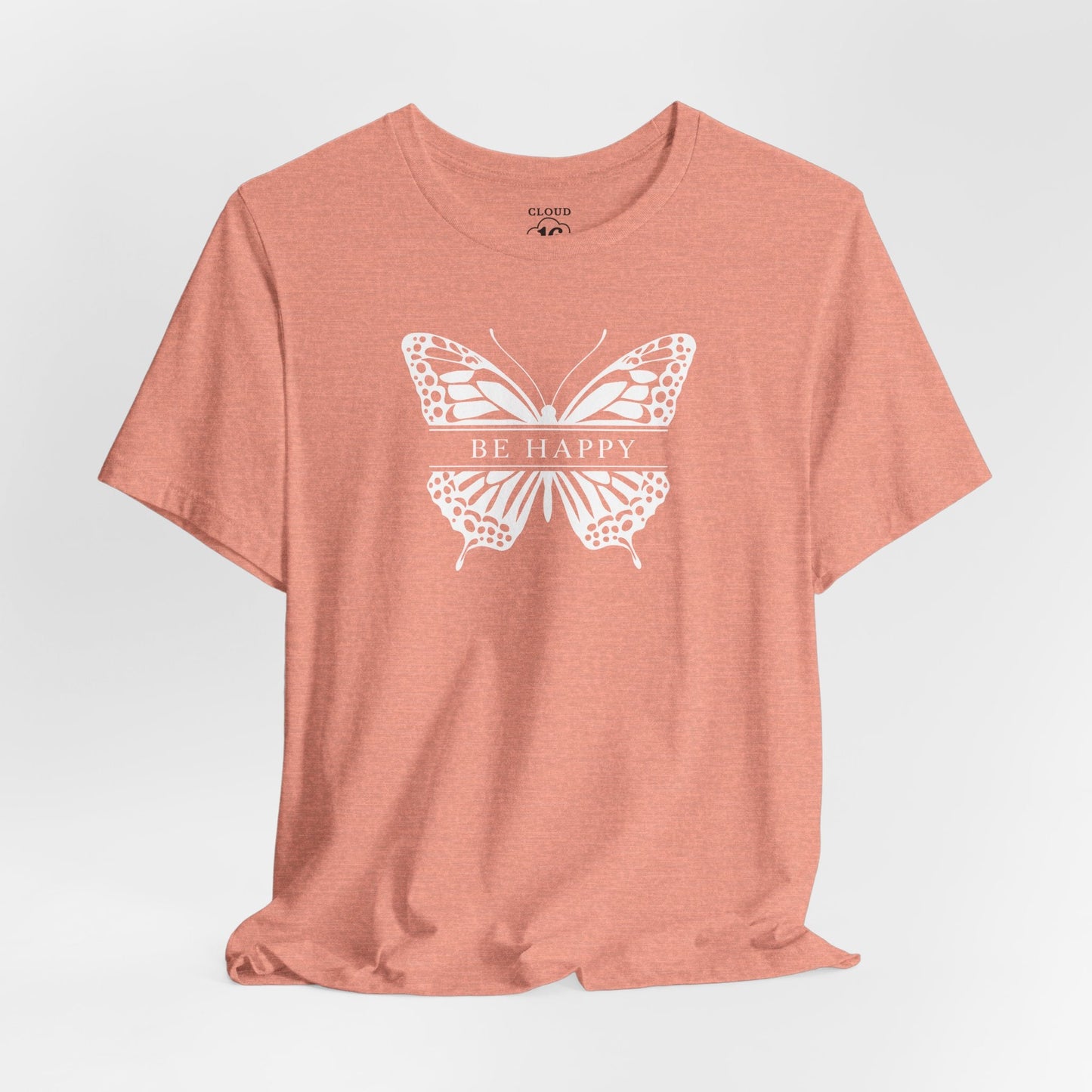Be Happy Butterfly Tee - Womens Eco-Friendly T-Shirt - Positive Vibes Nature Lover Gift
