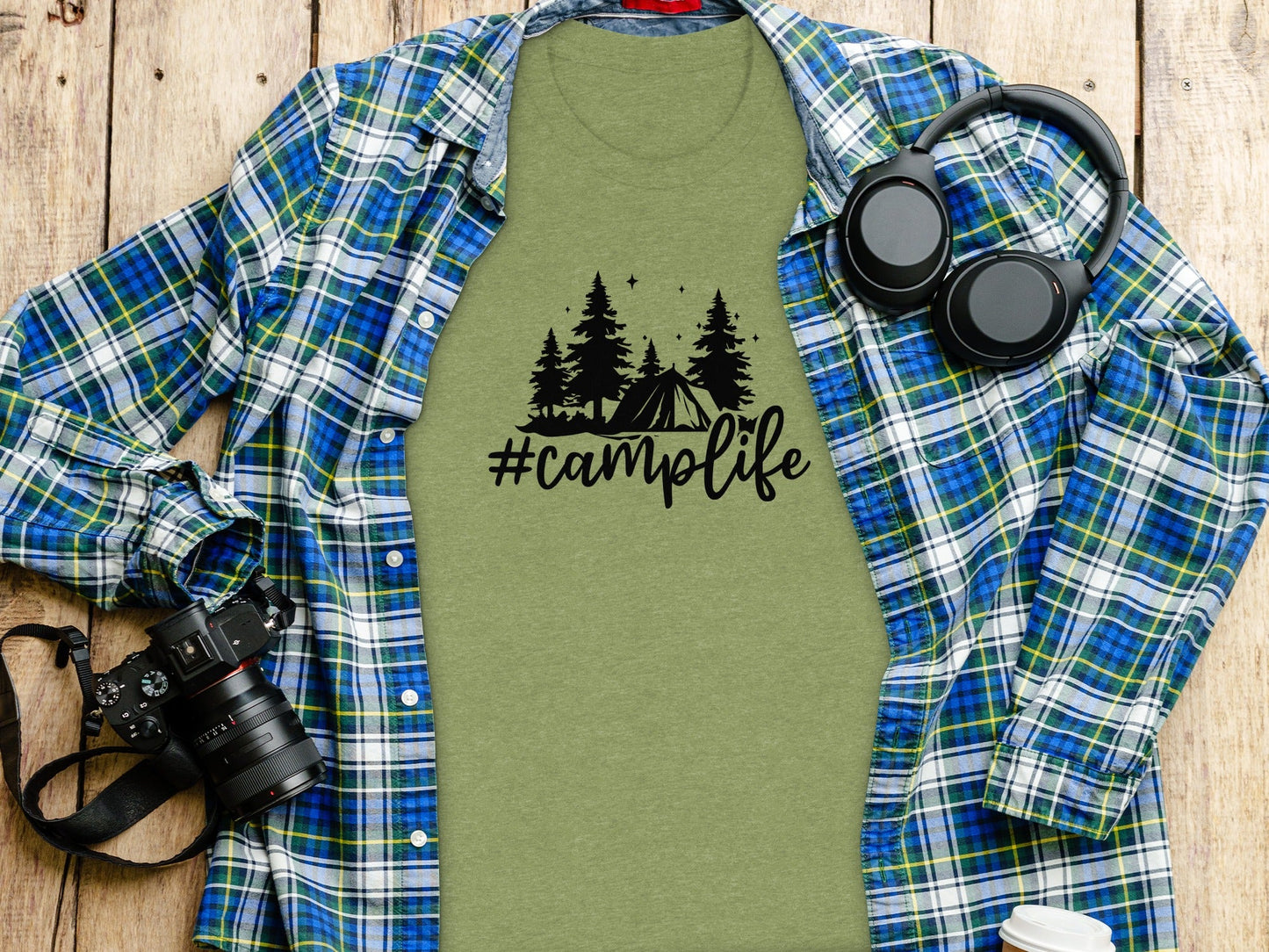 Hashtag Camplife Text Design With Camping Tent T-Shirt