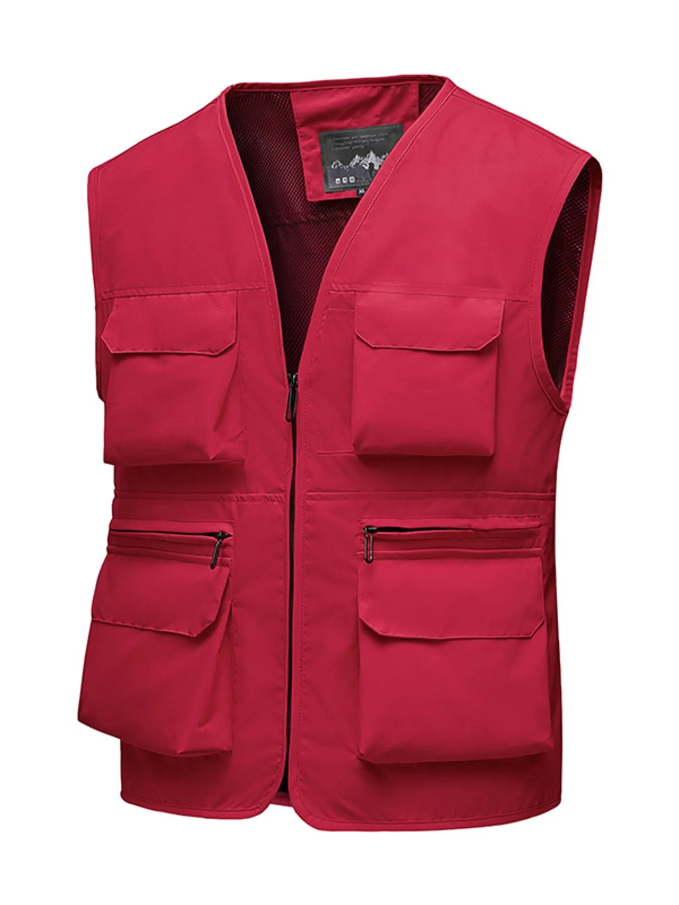 Men's Full Size Multi-Pocket Zip Up Vest Plus Size