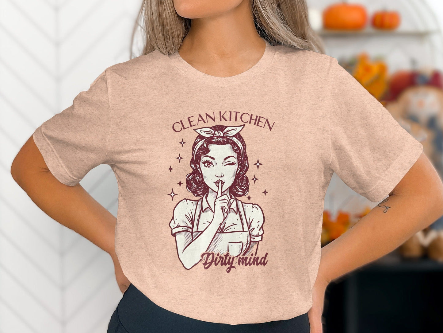 Clean Kitchen Dirty Mind Retro Woman Graphic T-Shirt