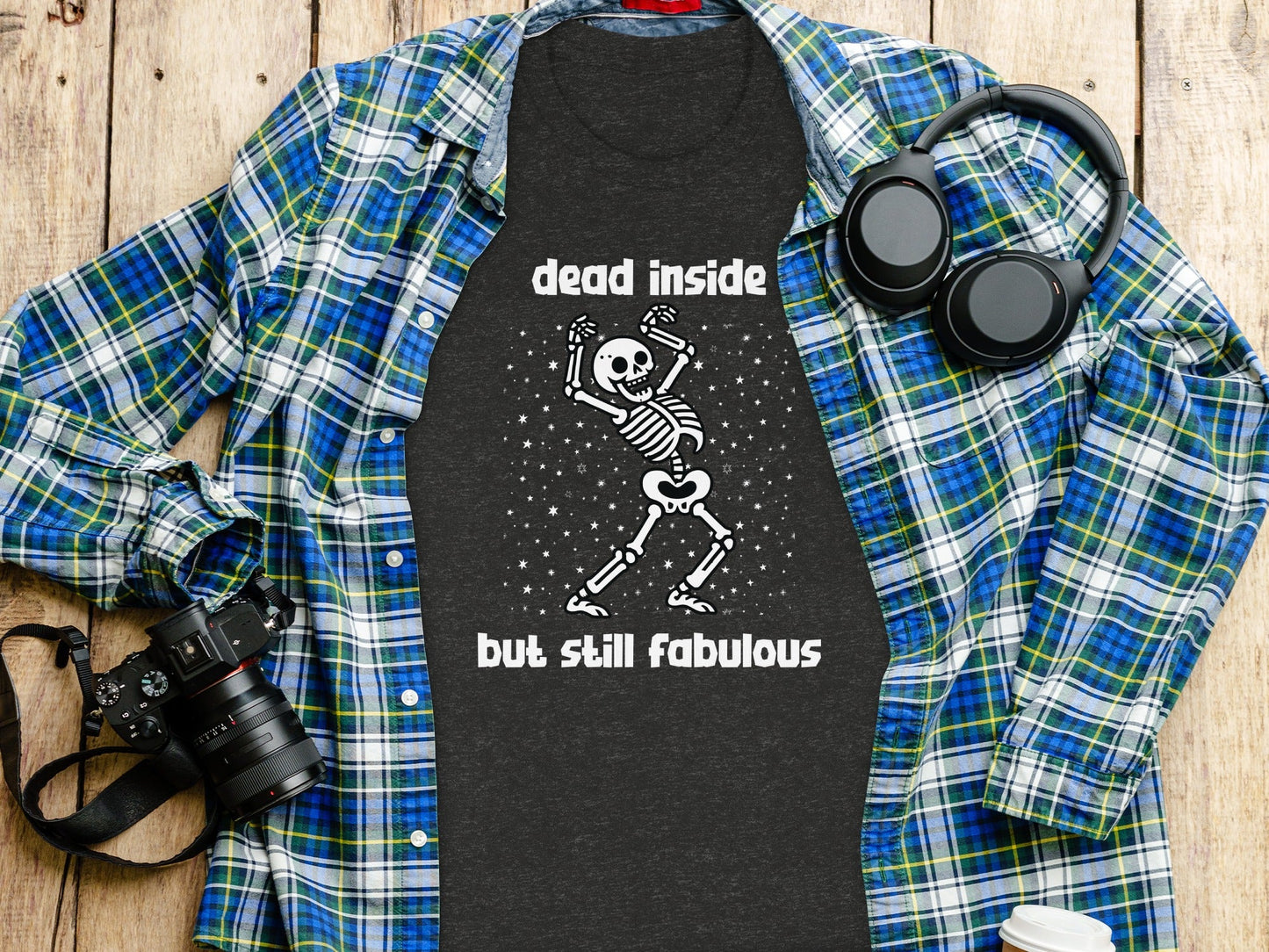 Dead Inside But Still Fabulous Skeleton Graphic T-Shirt