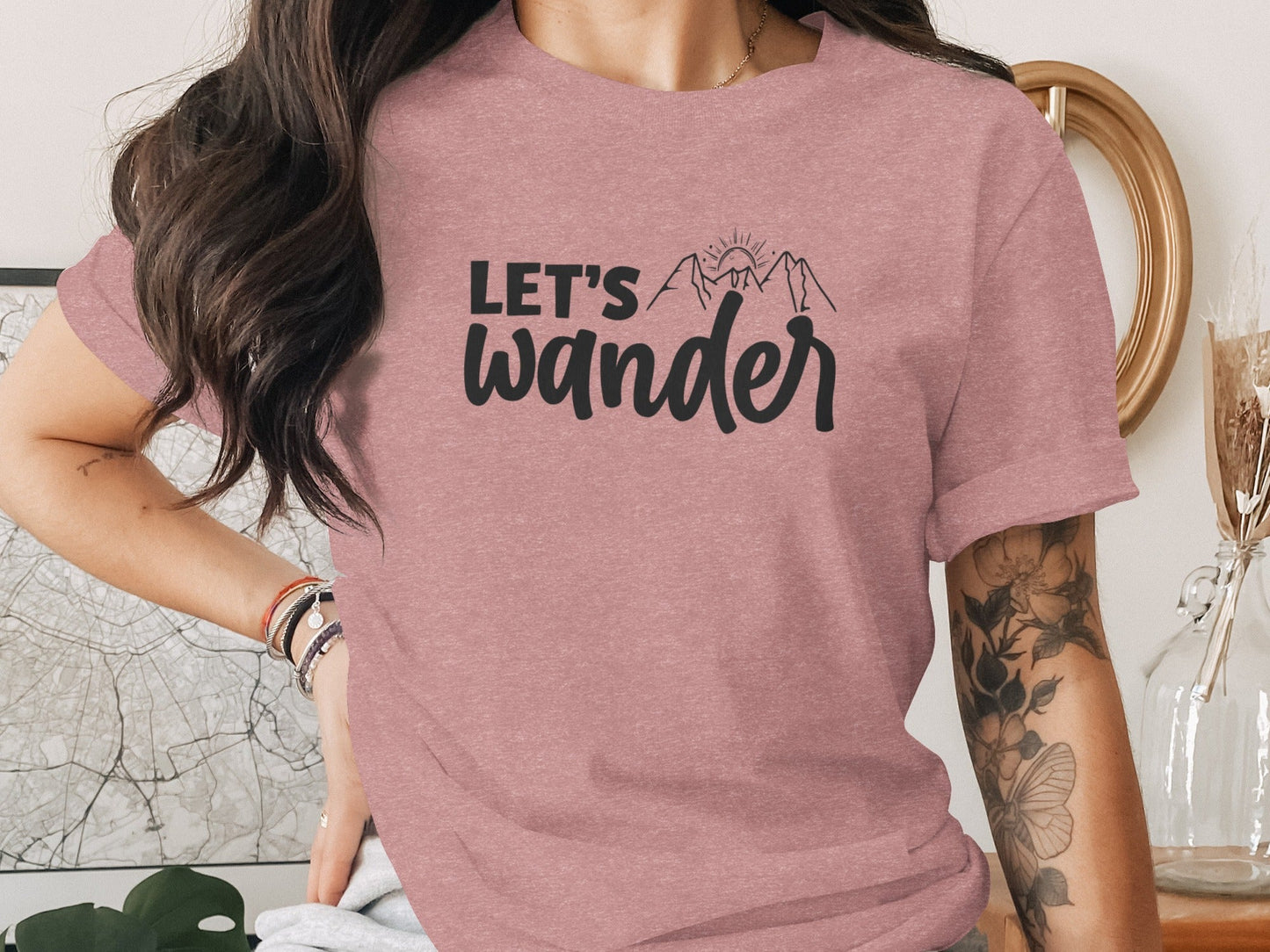 Let's Wander Mountain and Sun Graphic Adventure T-Shirt