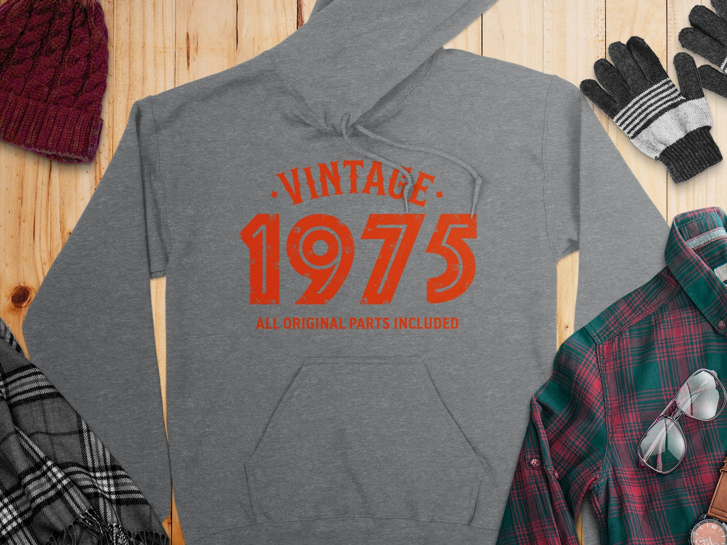 Vintage 1975 All Original Parts Included Graphic Design Hoodie