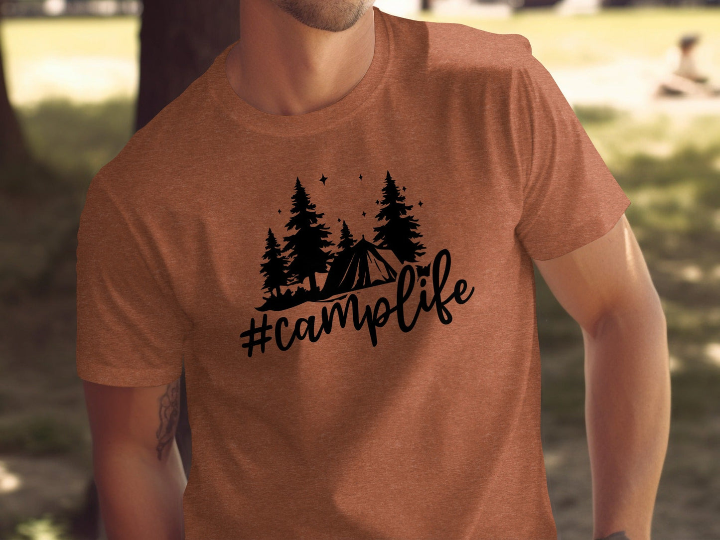 Hashtag Camplife Text Design With Camping Tent T-Shirt