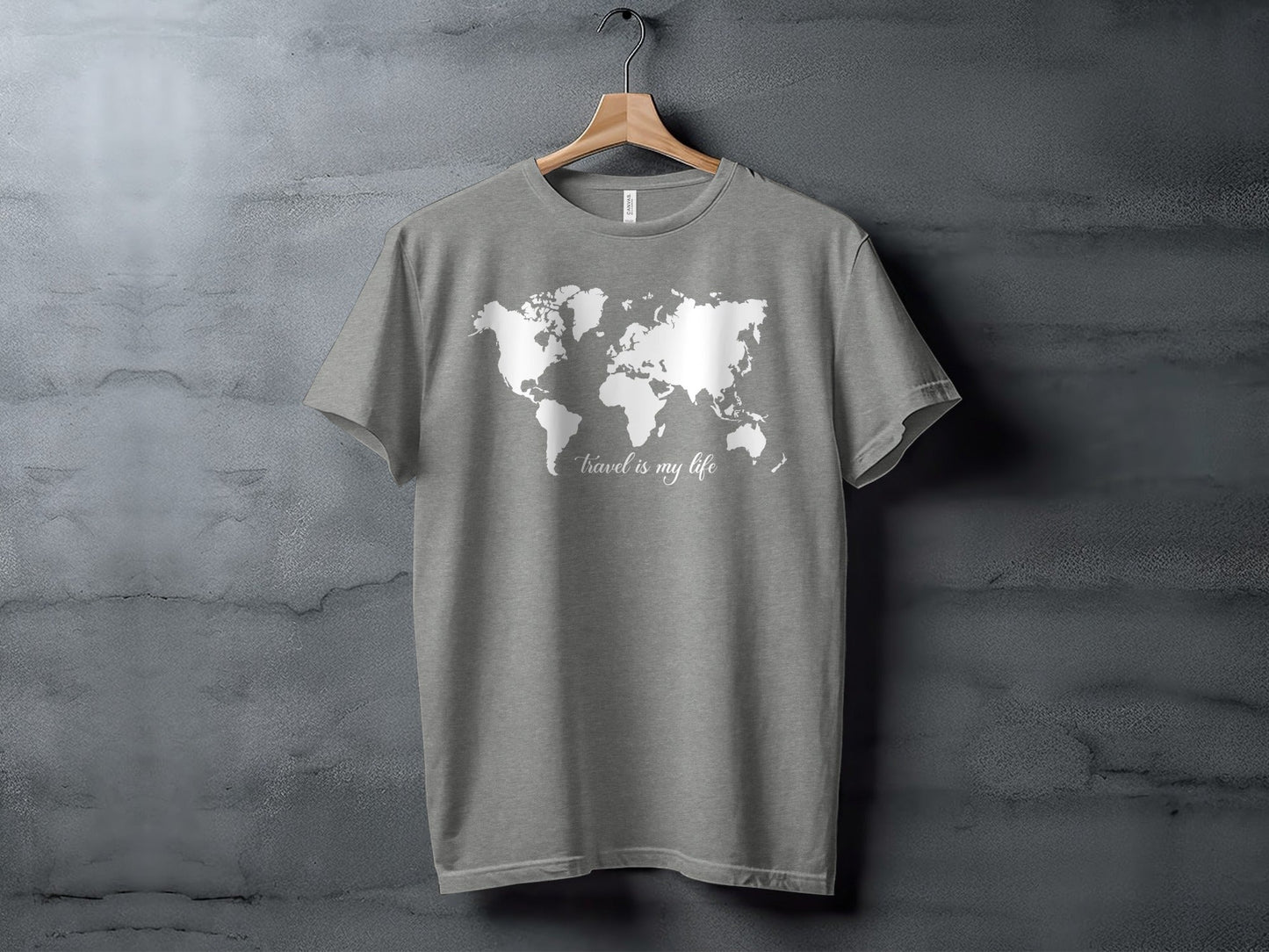 World Map Travel is My Life Graphic Design T-Shirt