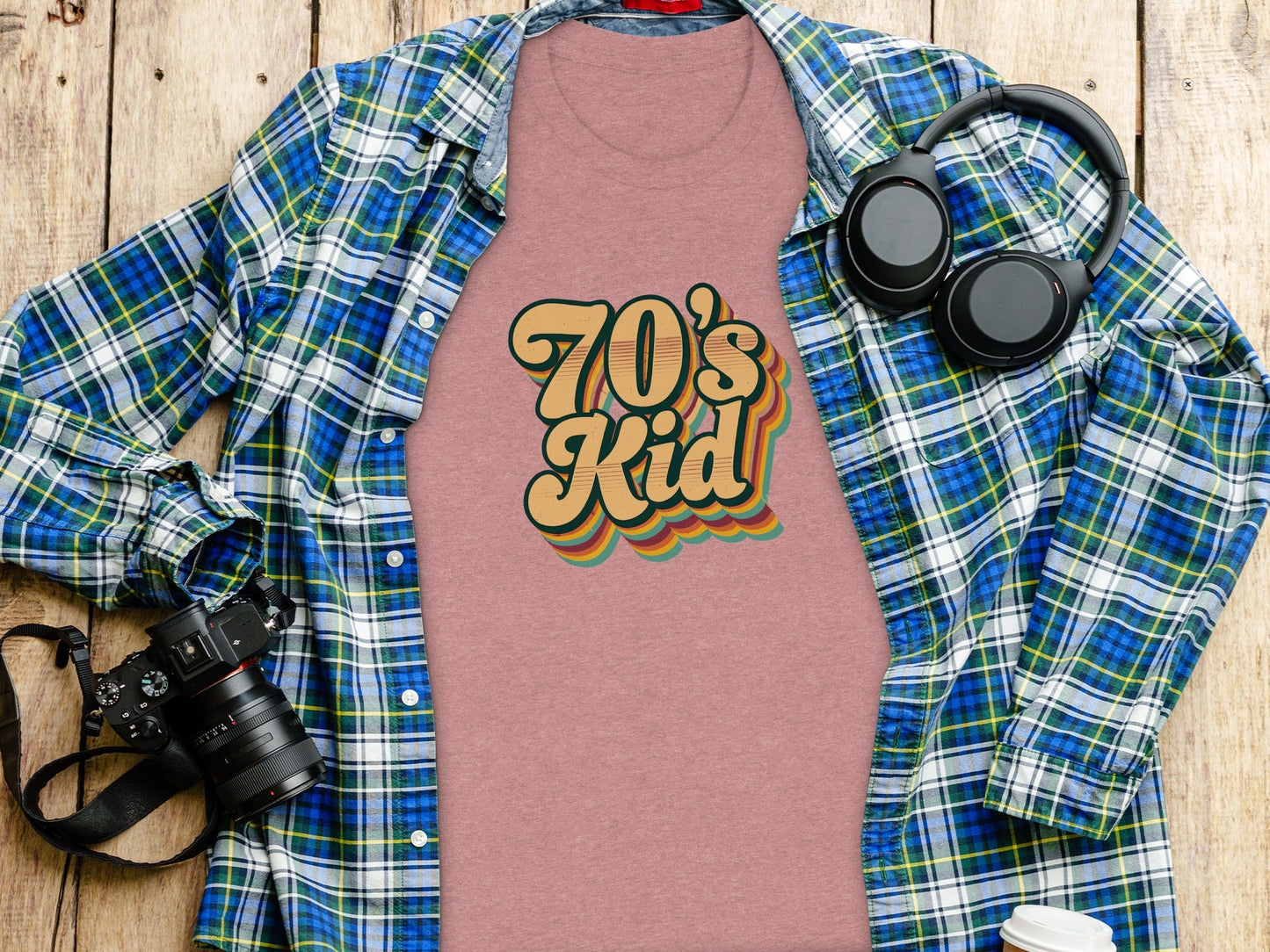 Retro Style 70s Kid With Colorful Layers T-Shirt