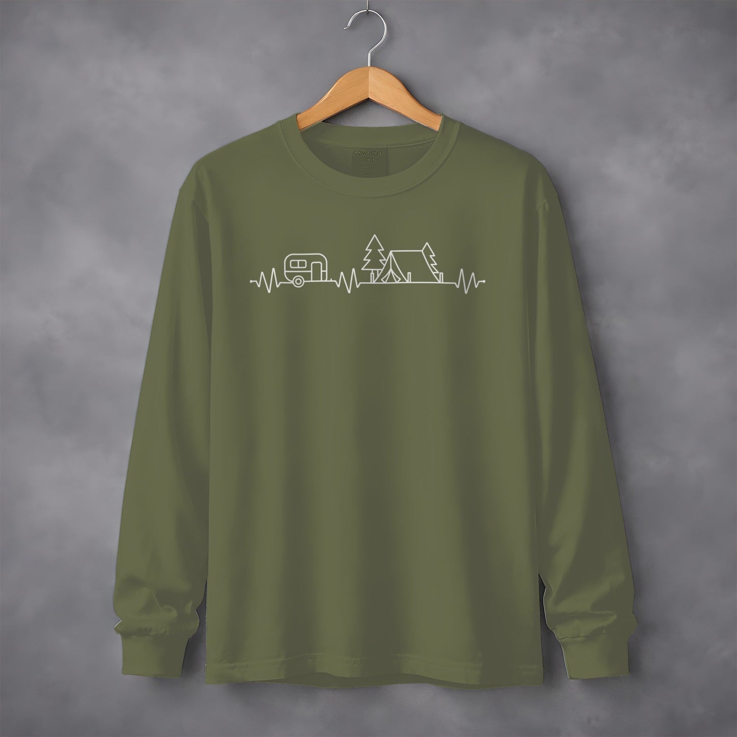 Camping Heartbeat Caravan Tent Adventure Time Long Sleeve T-Shirt