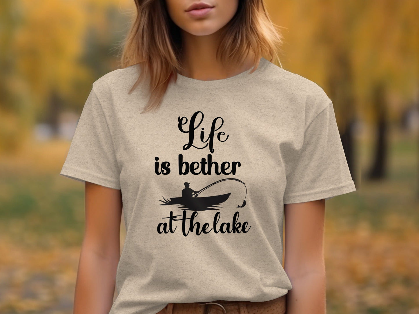 Life is Better At The Lake Fishing Rod Design T-Shirt