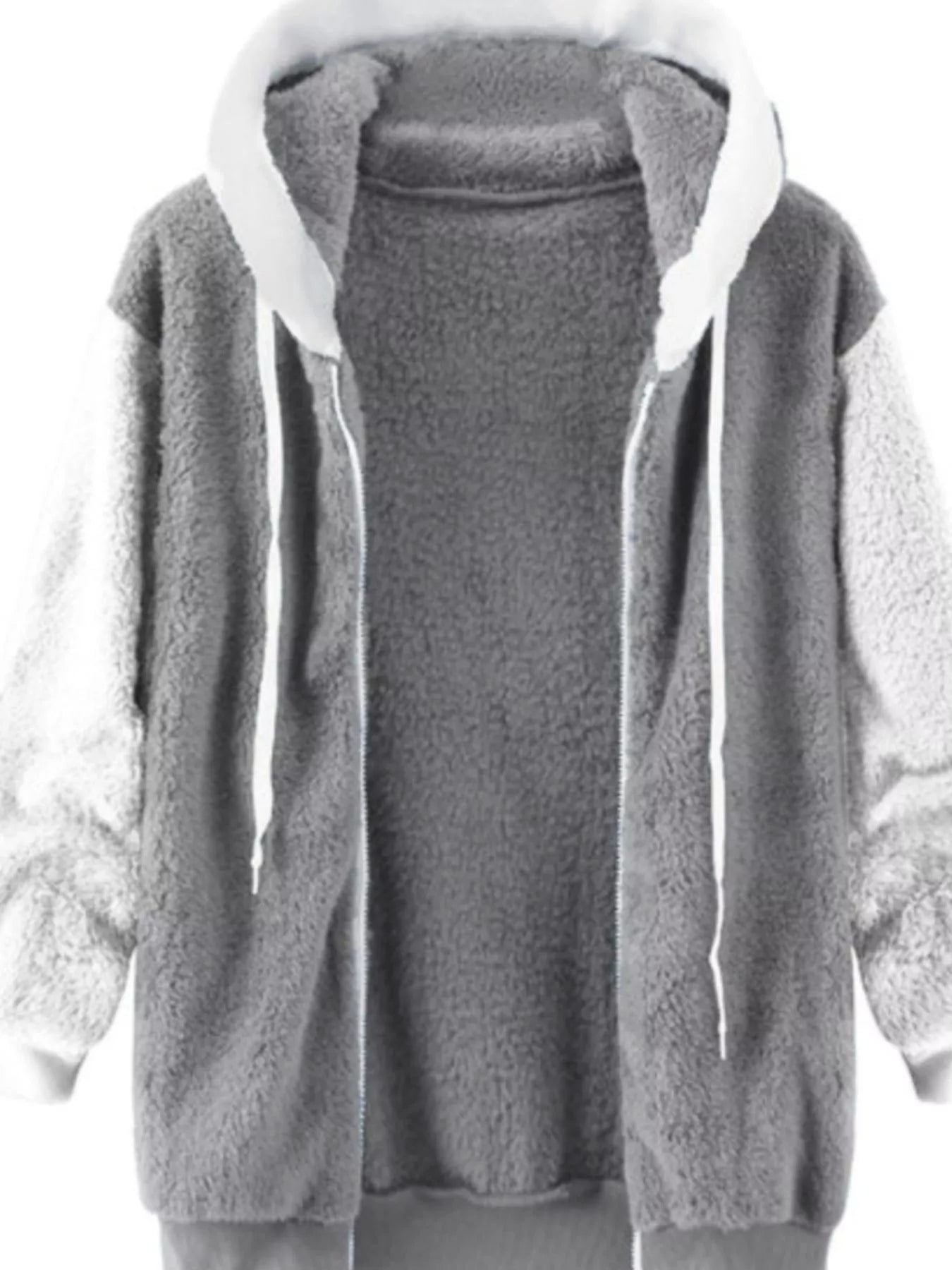 Full Size Fleece Zip-Up Hooded Outerwear Plus Size