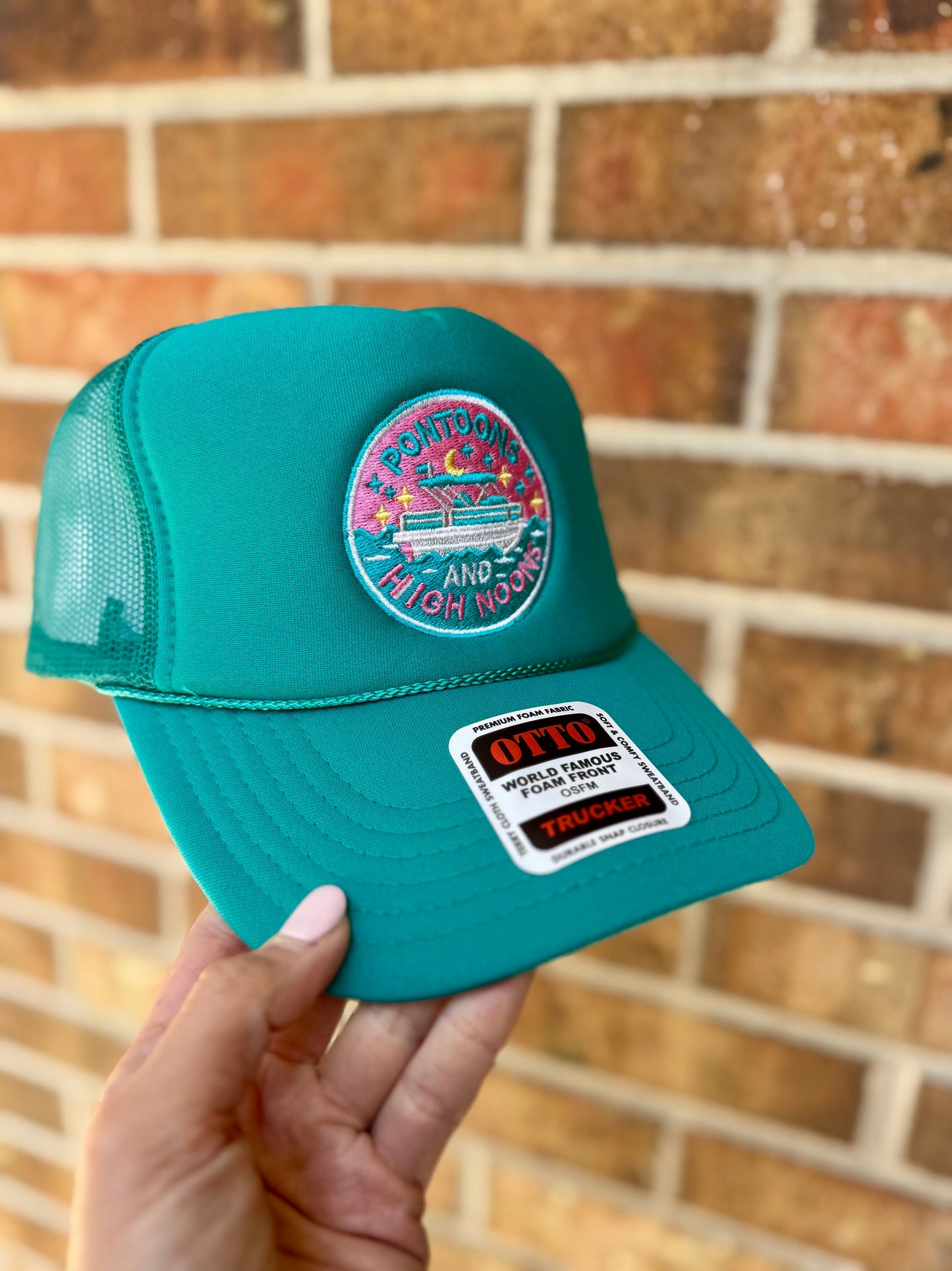 Pontoons and High Noons Trucker Hat – Lake Hair, Don’t Care Vibes – Funny Summer Snapback – Boat Day Essential – Bachelorette Party Hat