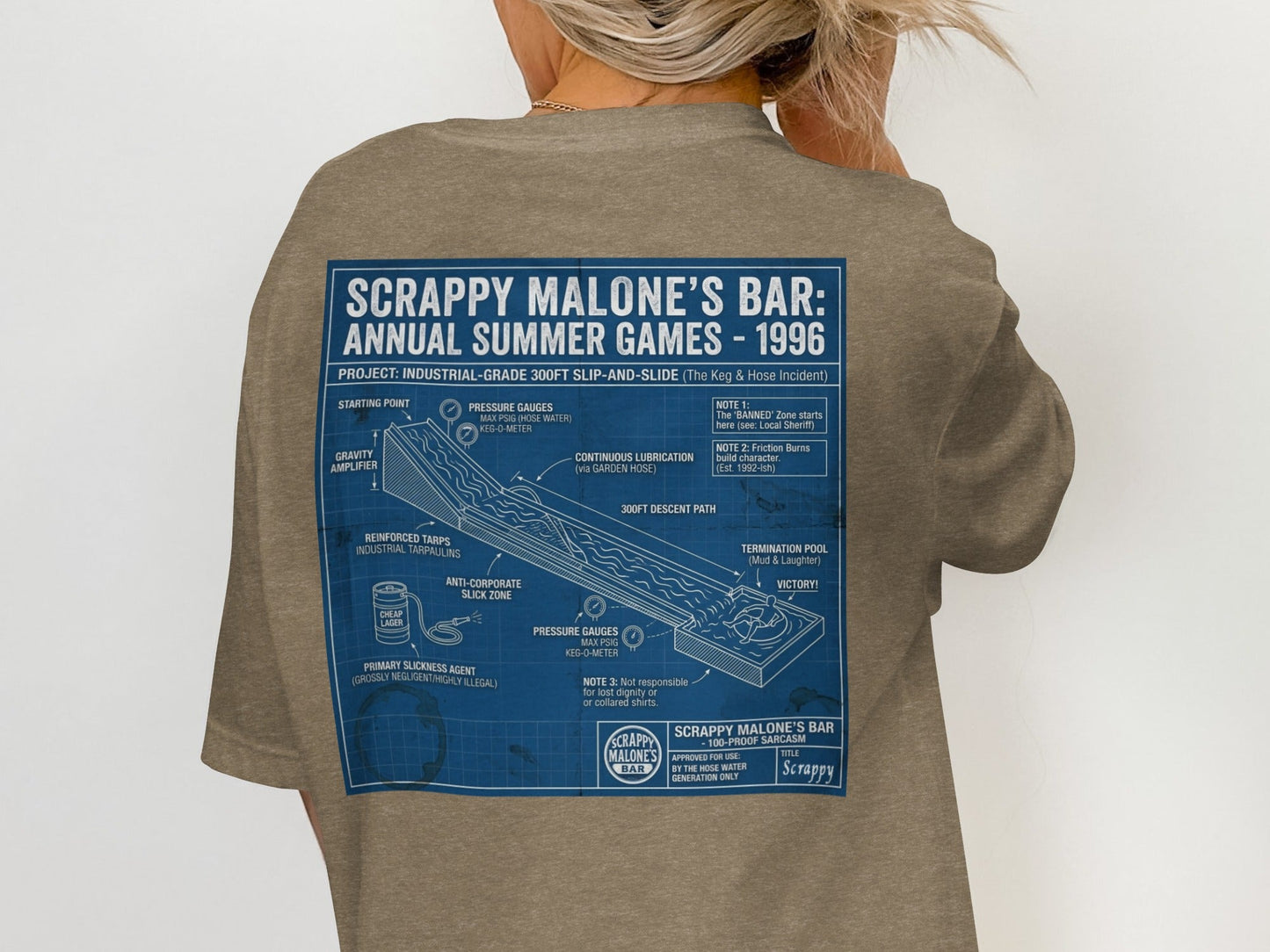 Scrappy Malone's 96 Summer Games Blueprint Tee - Retro Graphic