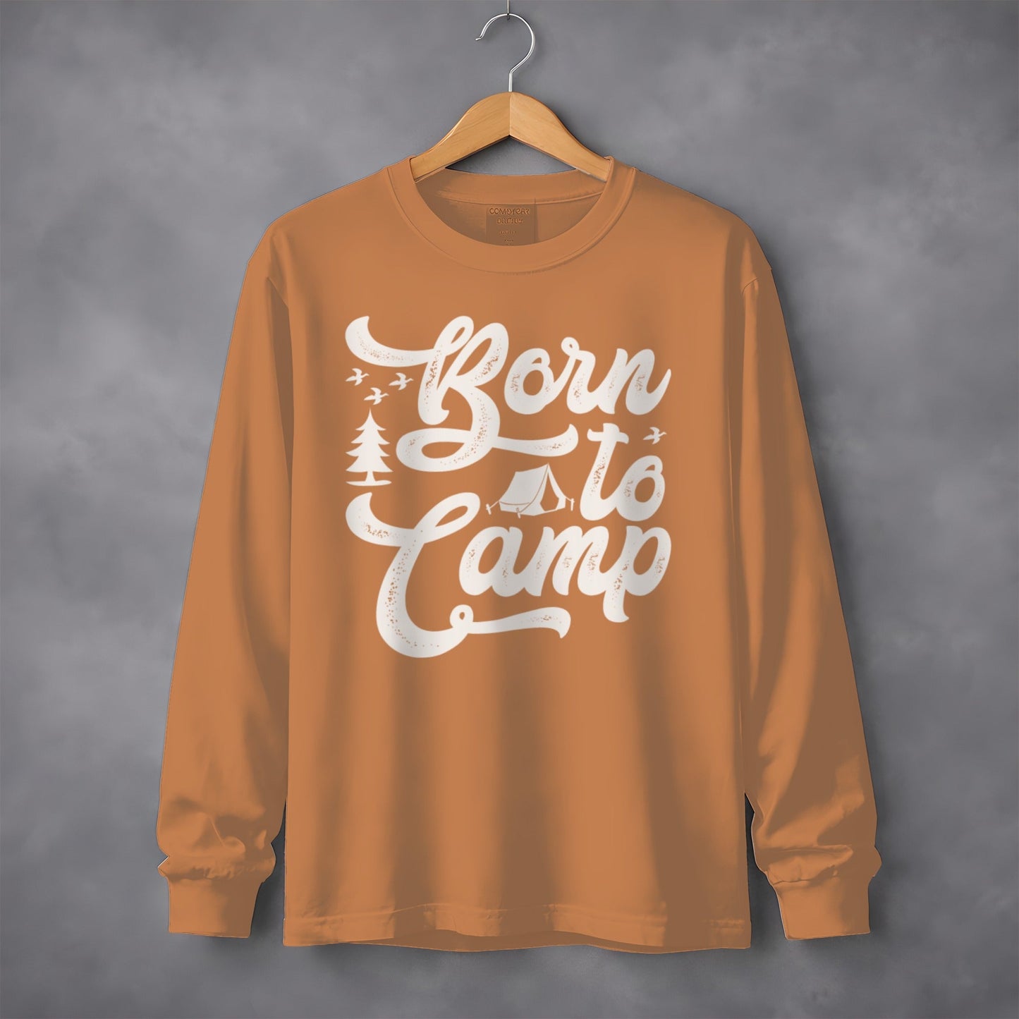 Born To Camp Outdoors Nature Adventure Long Sleeve T-Shirt