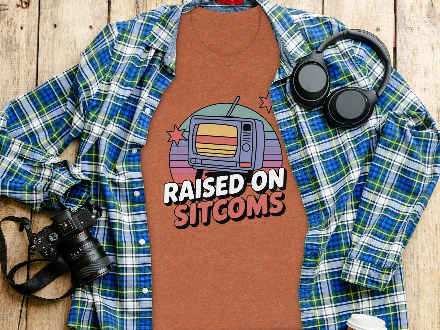 Raised On Sitcoms Retro Television Funny Design T-Shirt