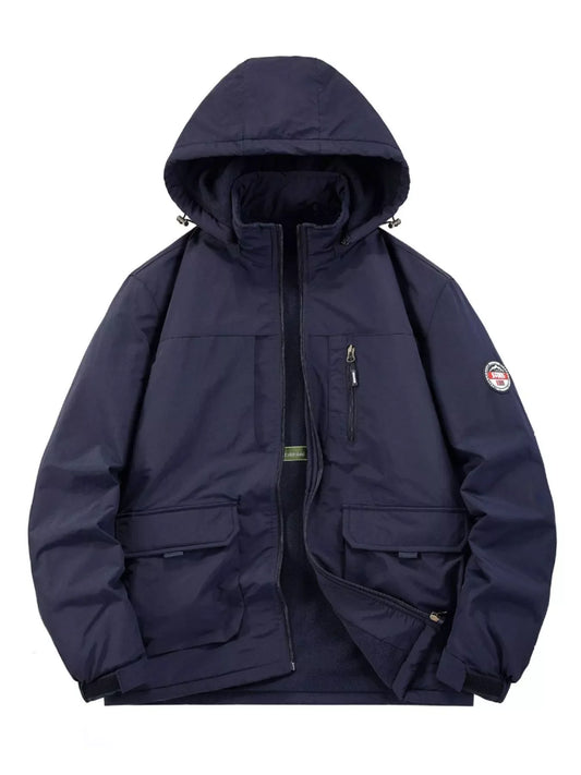 Men's Plus Size Zip Up Hooded Outdoor Jacket