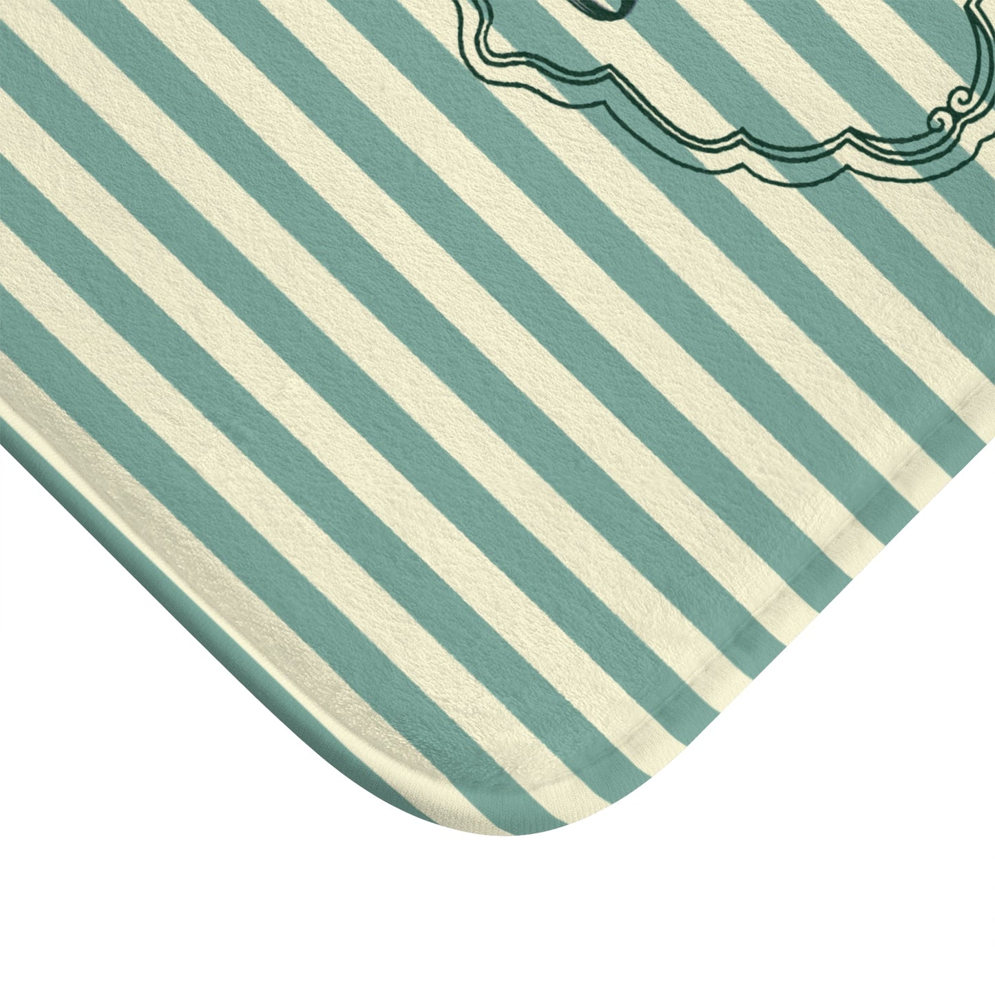 Le Bain Striped Bath Mat — Coastal Green/Cream Bathroom Rug