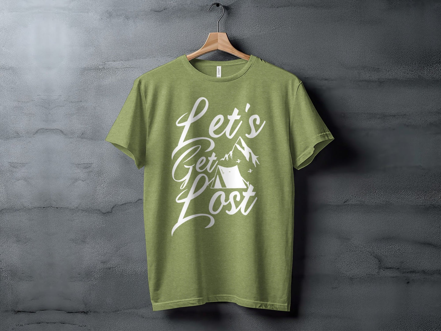 Lets Get Lost Tent and Mountain Graphic Design T-Shirt
