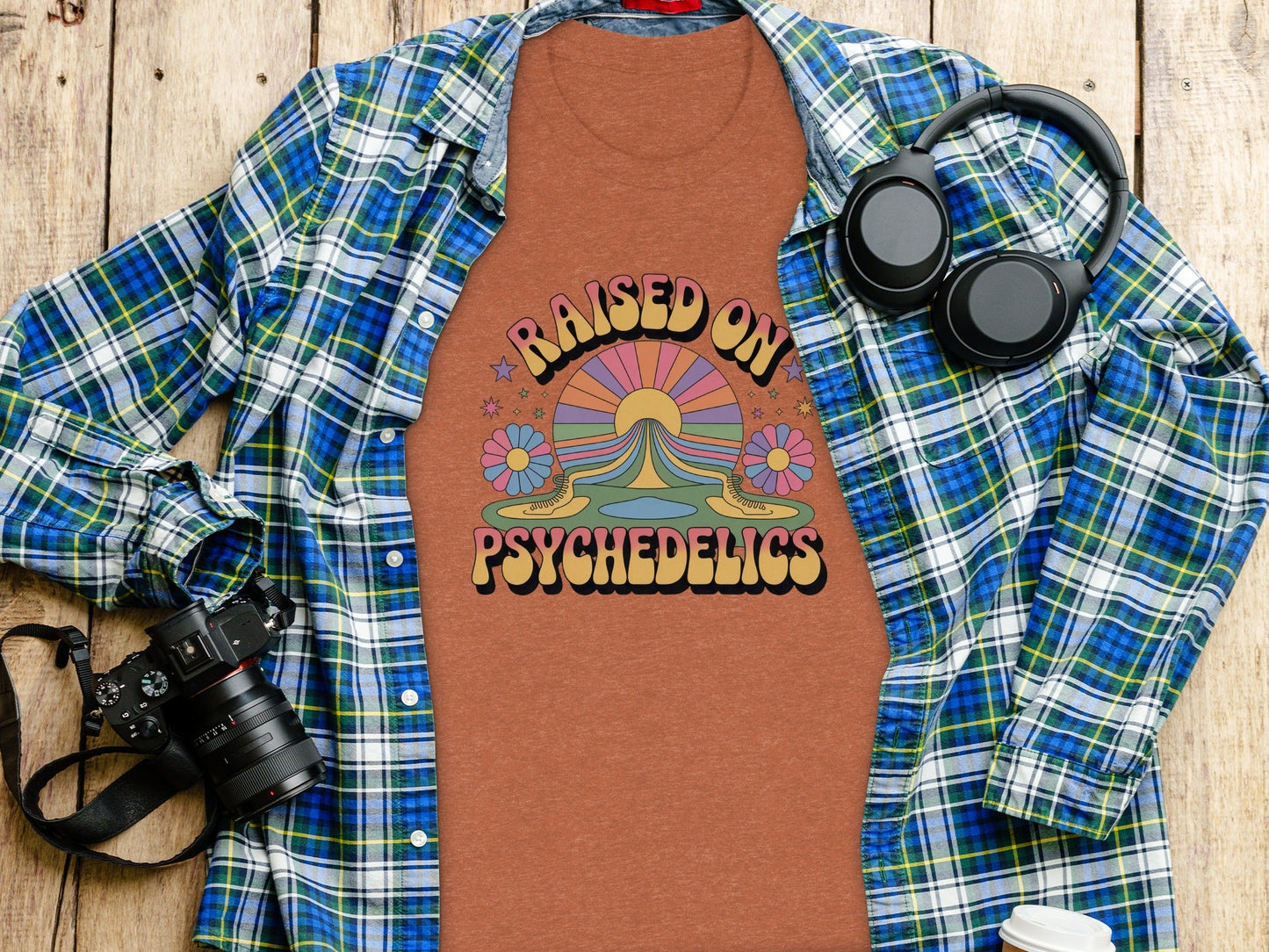 Raised On Psychedelics Retro Groovy Hippie Style T-Shirt