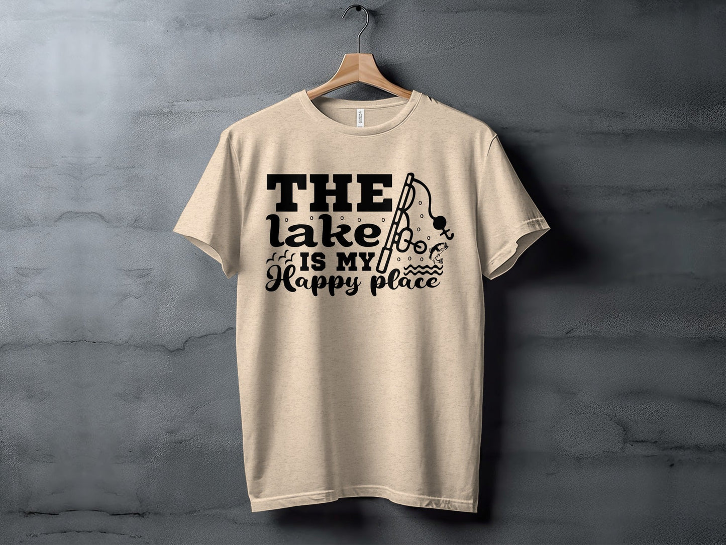 The Lake Is My Happy Place Fishing Illustration T-Shirt