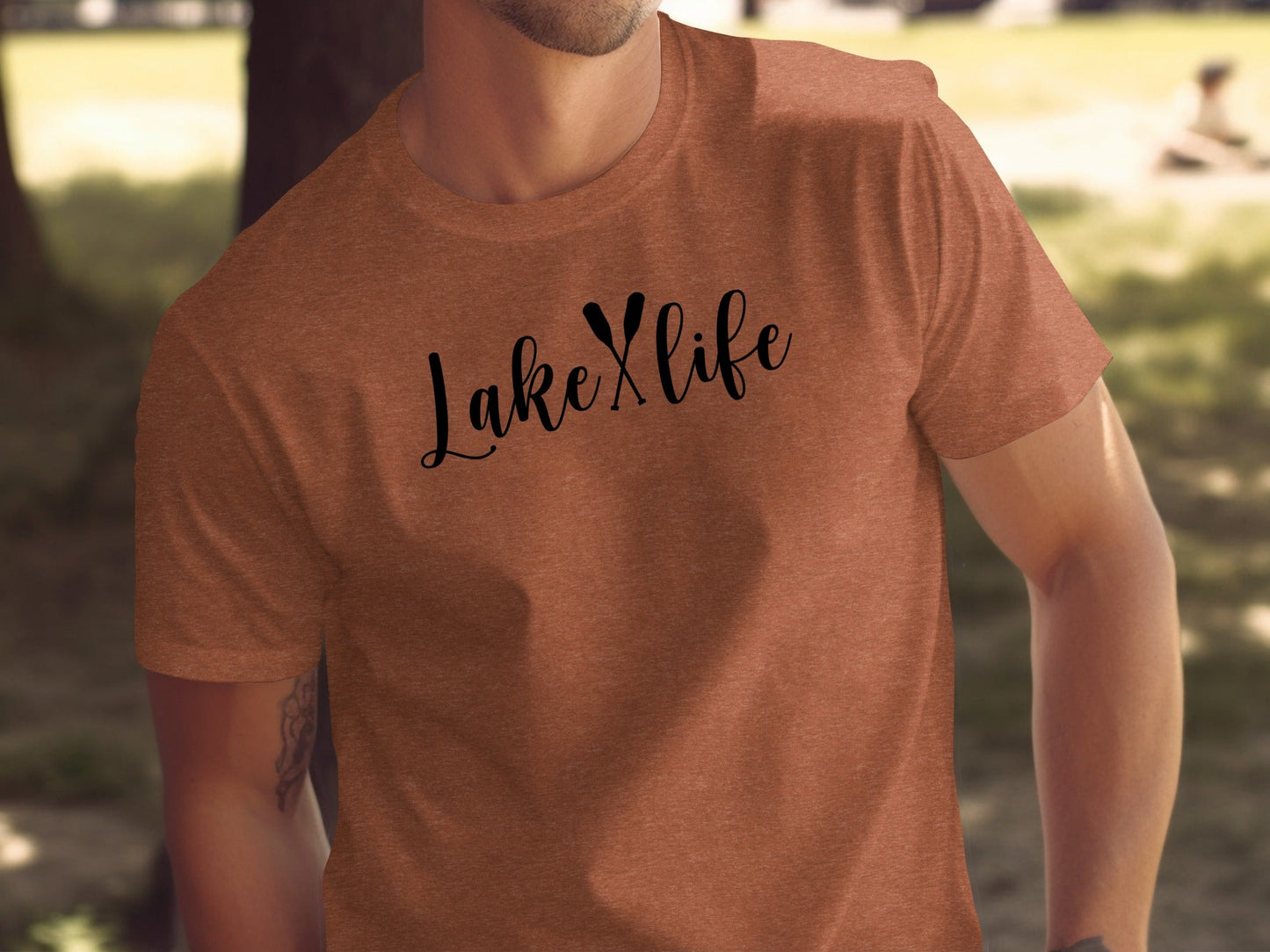 Lake With Crossed Paddles Graphic Design Lake Life T-Shirt