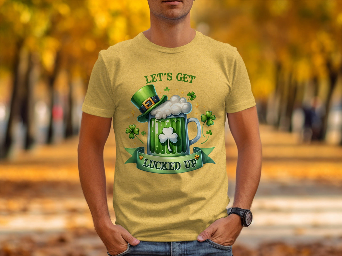 Lets Get Lucked Up T-Shirts, St Patricks Day Apparel, Irish Beer Mug, Clover Graphic Tee, Good Luck Shirts, Holiday T-Shirt, Festive Outfit