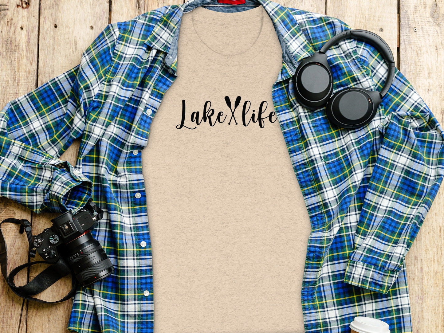 Lake With Crossed Paddles Graphic Design Lake Life T-Shirt