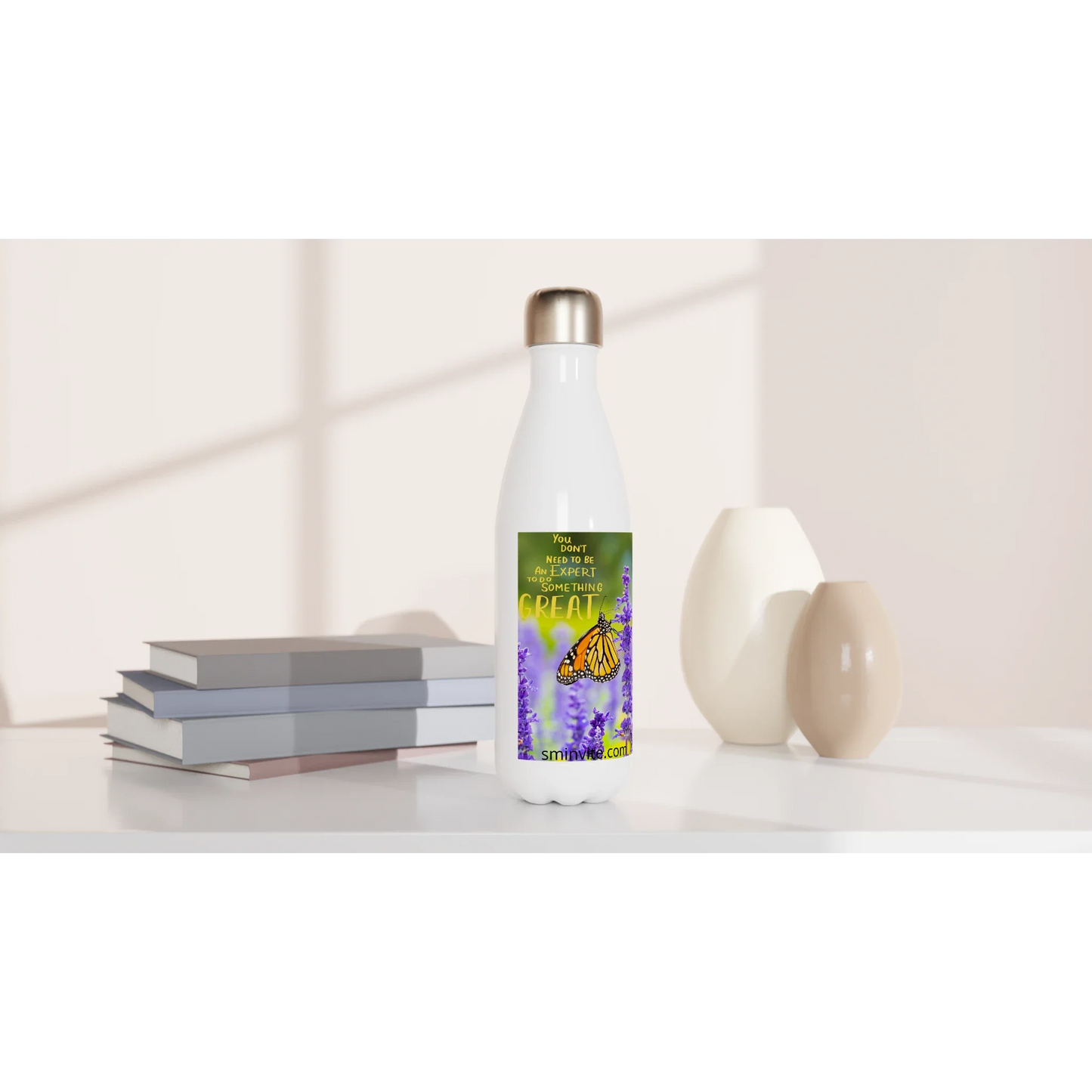 White 17oz Stainless Steel Water Bottle