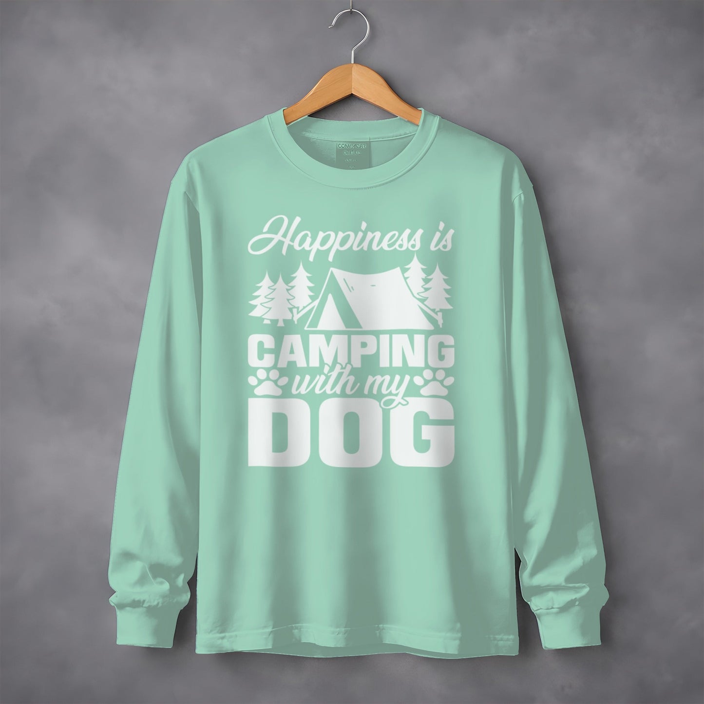 Happiness Is Camping With My Dog Great Outdoor Adventure Long Sleeve T-Shirt
