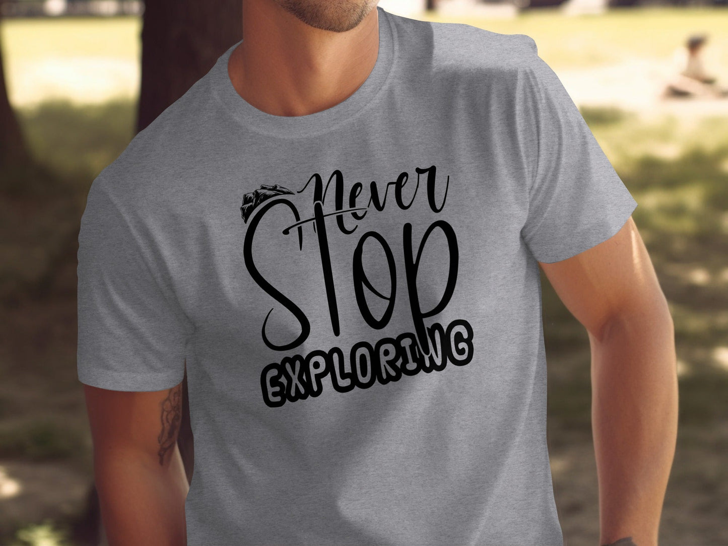 Never Stop Exploring Graphic Adventure Lover Quote T-Shirt