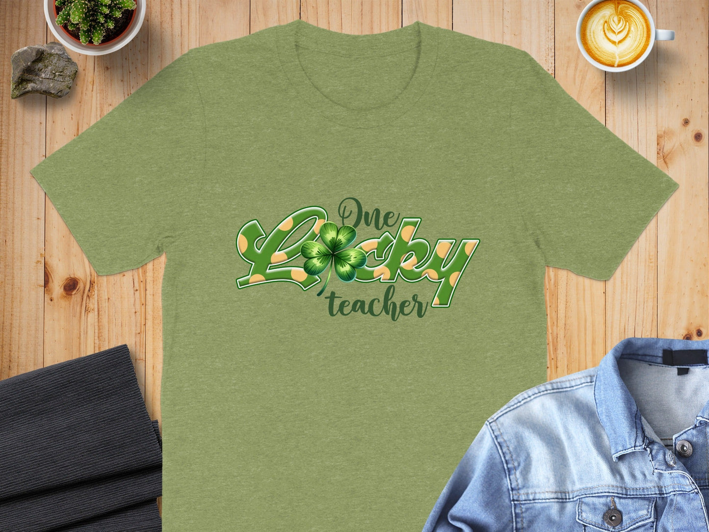 One Lucky Teacher Four Leaf Clover St Patricks Day T-Shirt