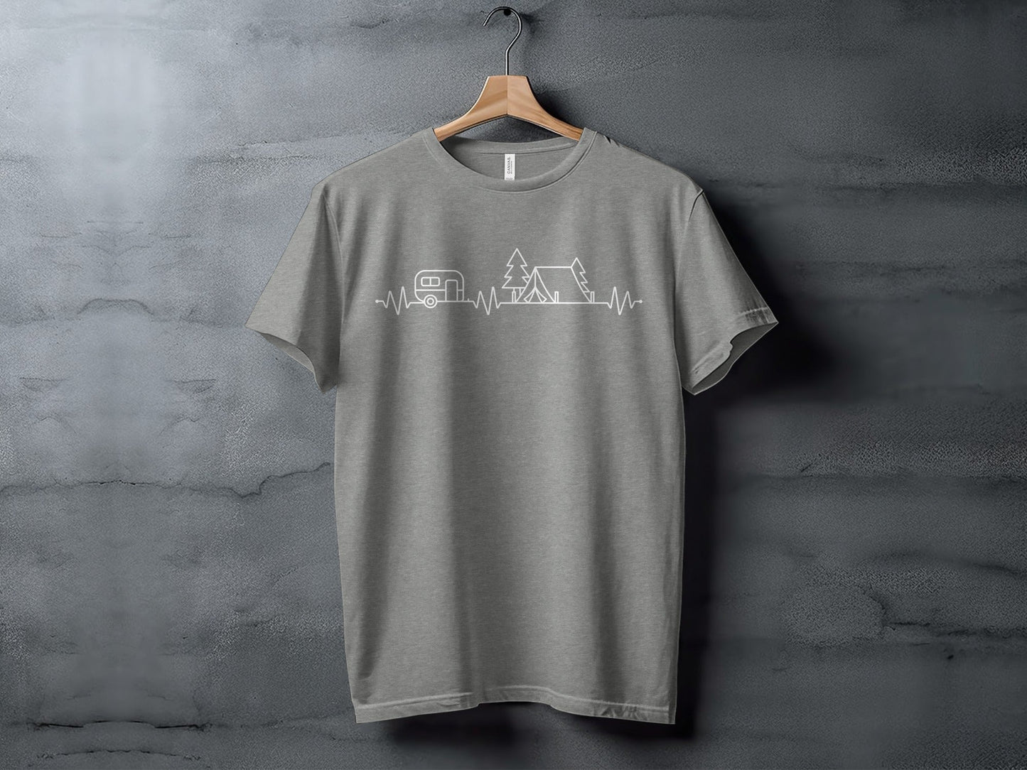 Camping Heartbeat Graphic Summer Outdoor Adventure T-Shirt