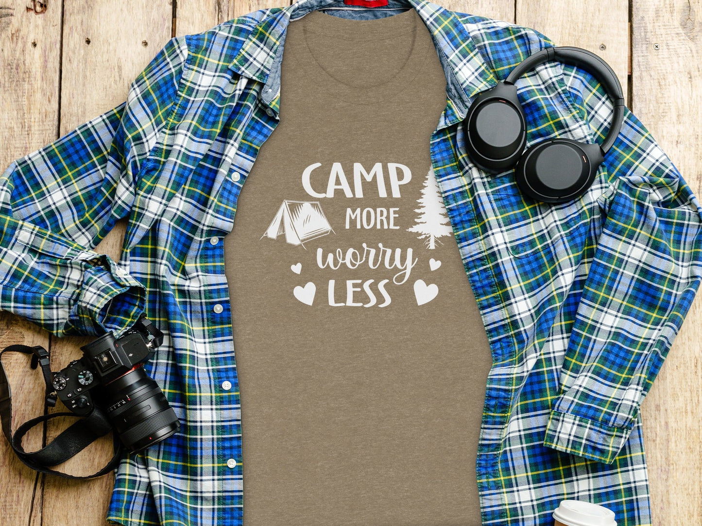 Camp More Worry Less Camping Adventure Graphic T-Shirt