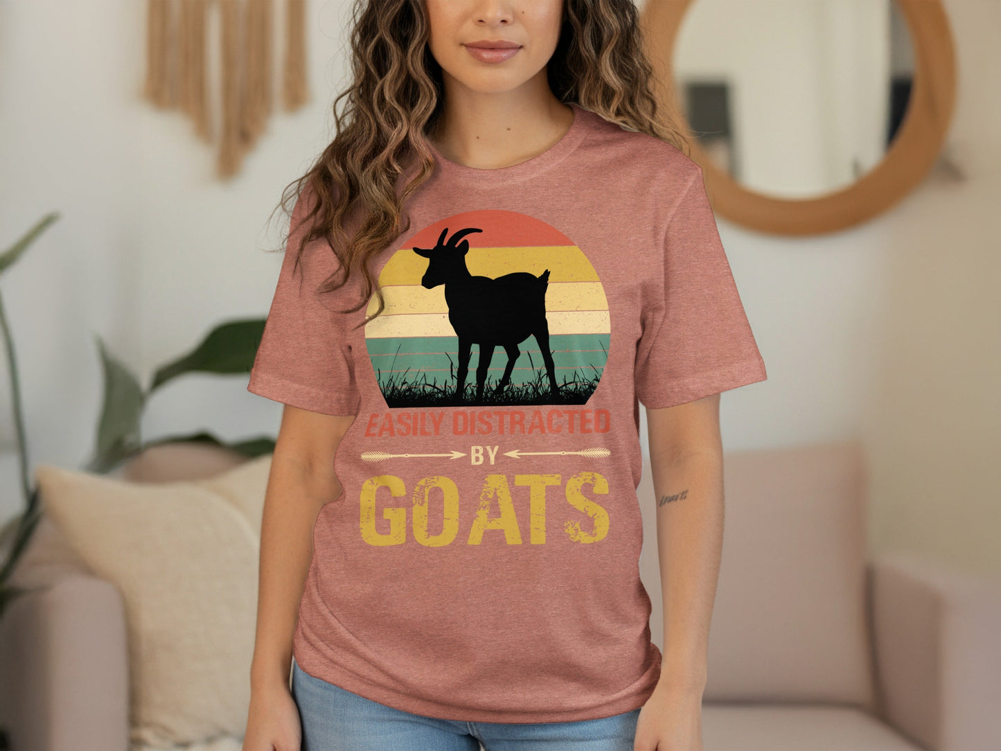 Easily Distracted by Goats Design Graphic T-Shirts Long Sleeve T-shirt