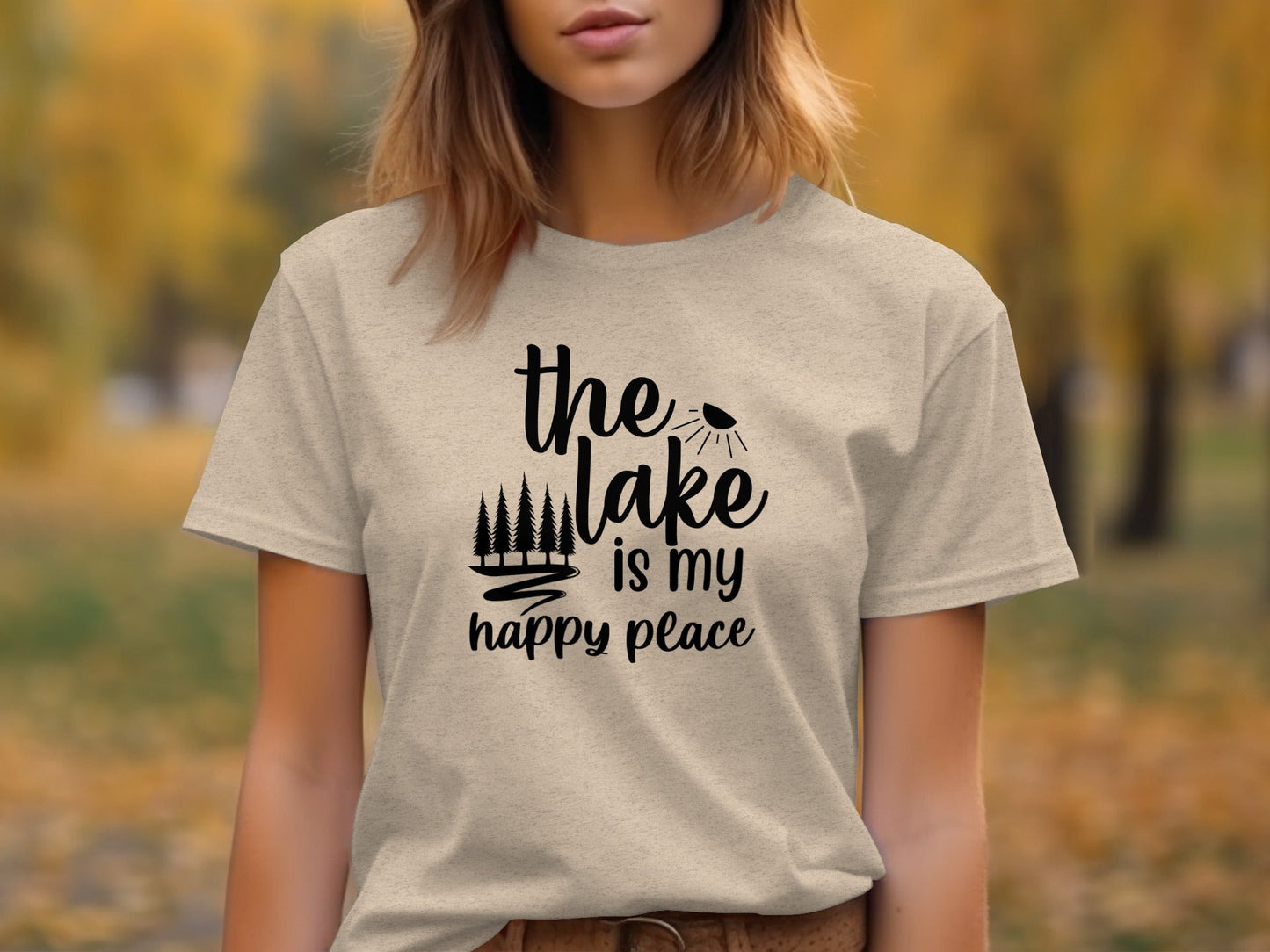 The Lake Is My Happy Place With Trees Graphic T-Shirt