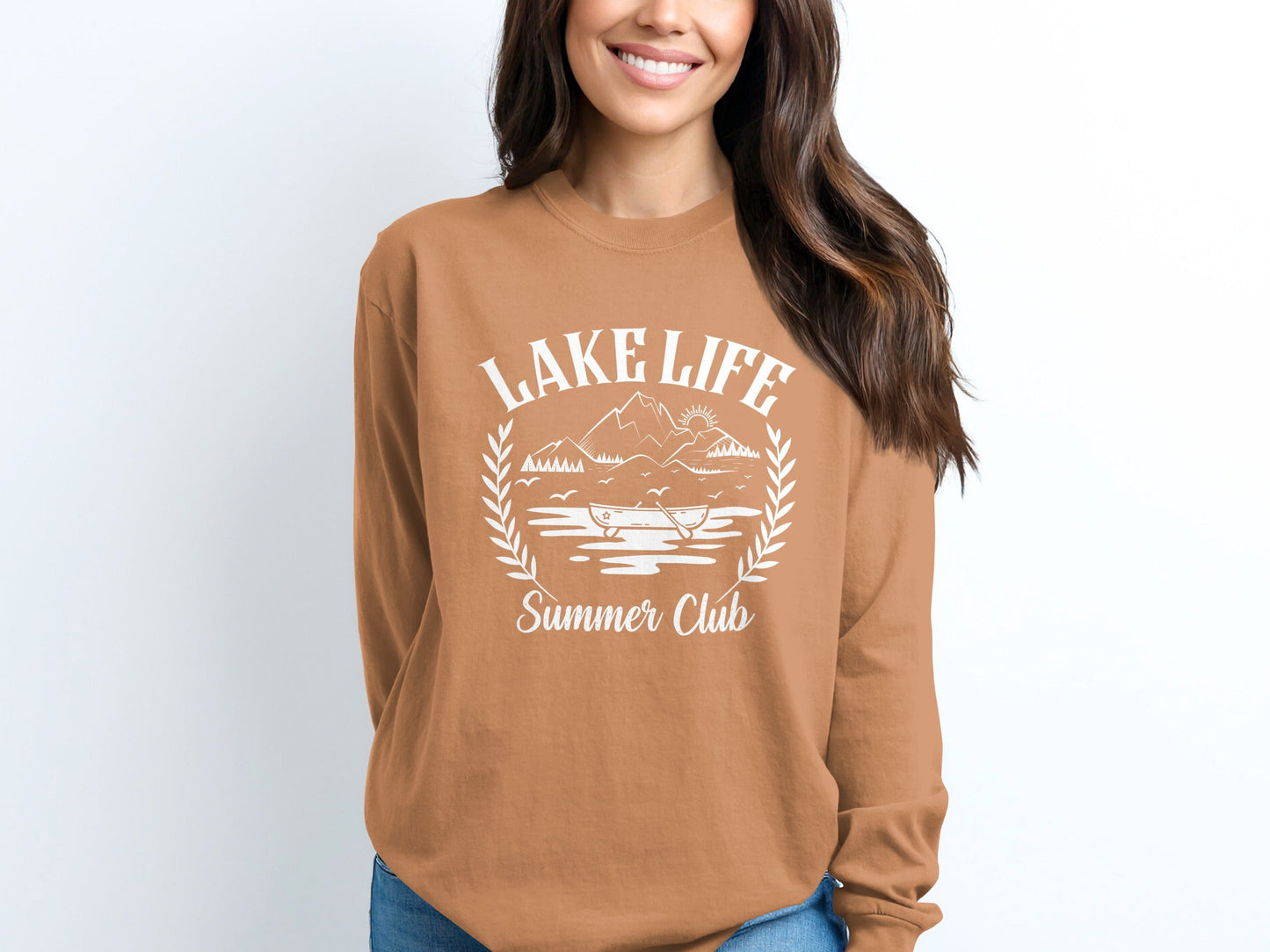 Lake Life Summer Club Graphic Design Long Sleeve T-Shirt