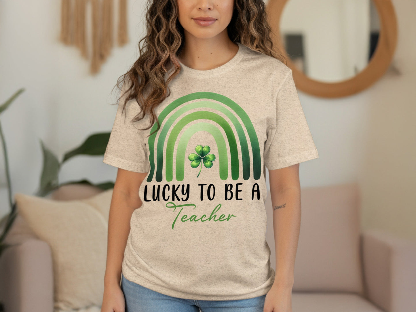Lucky To Be A Teacher Rainbow St Patricks Day T-Shirt
